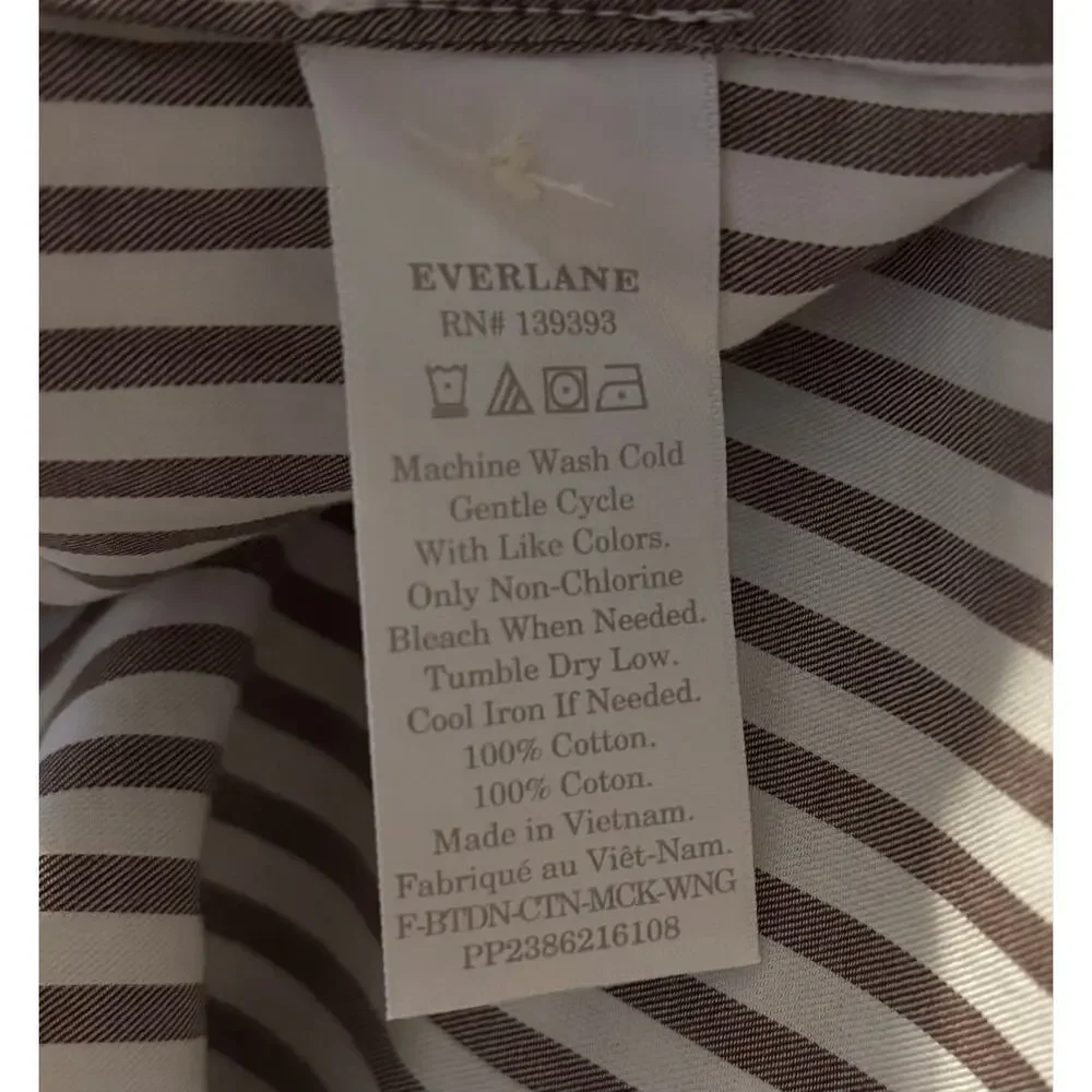 Everlane Women's 6 Shirt Mock Neck Wing Shoulder Blouse 100% Cotton Stripe - Picture 7 of 10